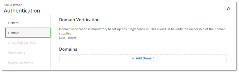 Administration – Authentication – Domain
