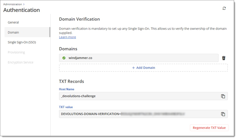 Verified domain