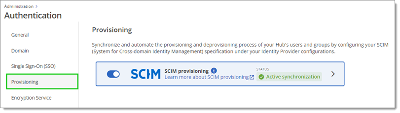 Administration – Authentication – Provisioning