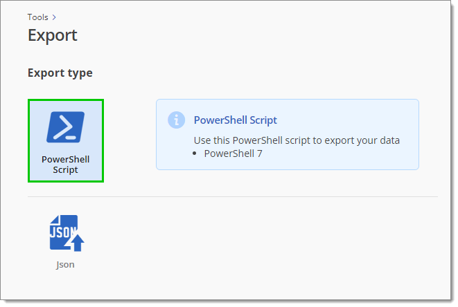 PowerShell Script export type
