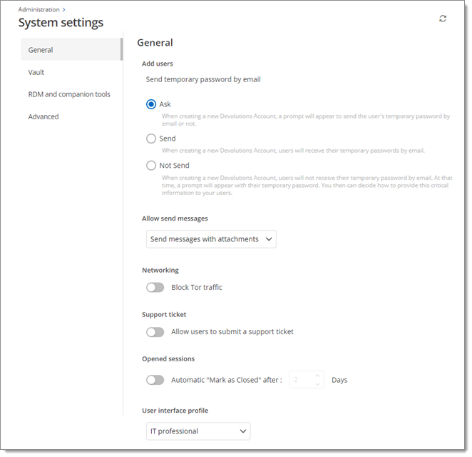 Administration – System Settings – General