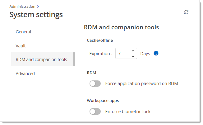 Administration – System Settings – RMD and companion tools