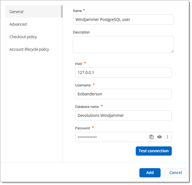 PostgreSQL user provider configuration