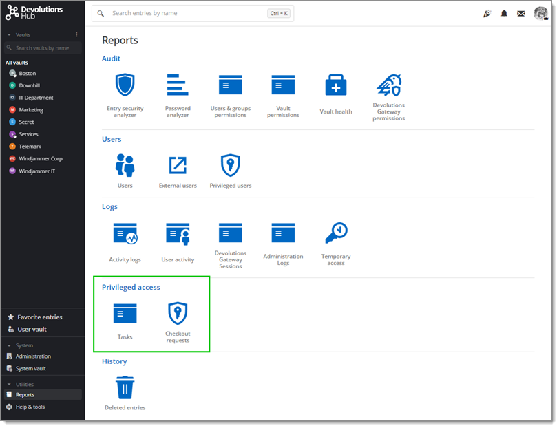 Reports – Privileged Access