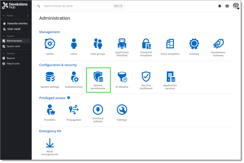 Administration – System Permissions