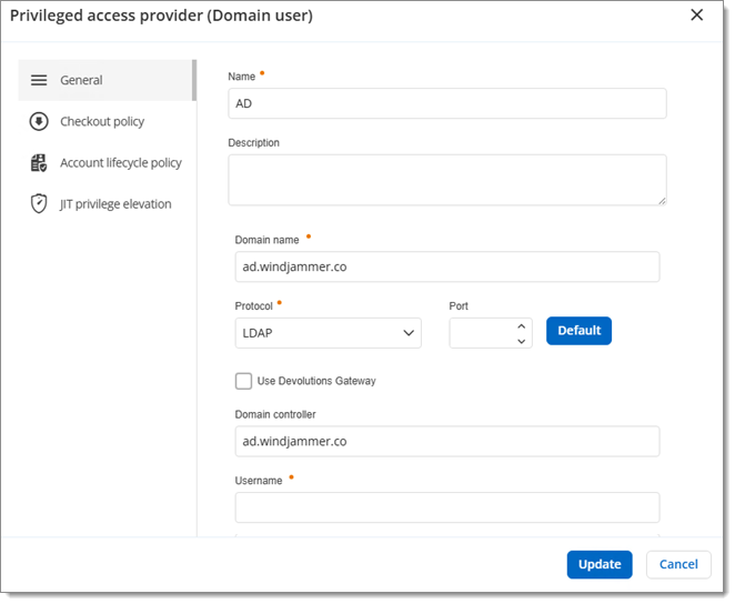 Domain user provider