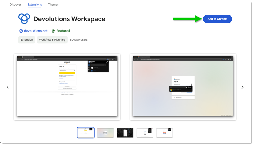 Workspace browser extension in the Chrome Web Store