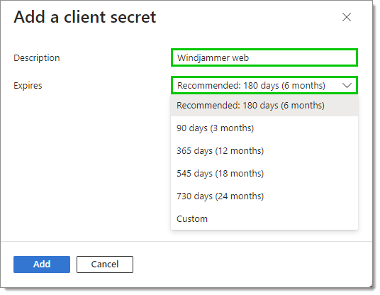 Add a client secret