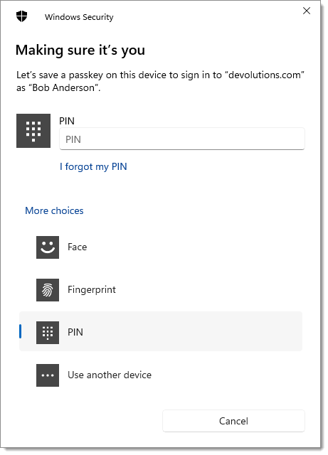 Windows Security authentication