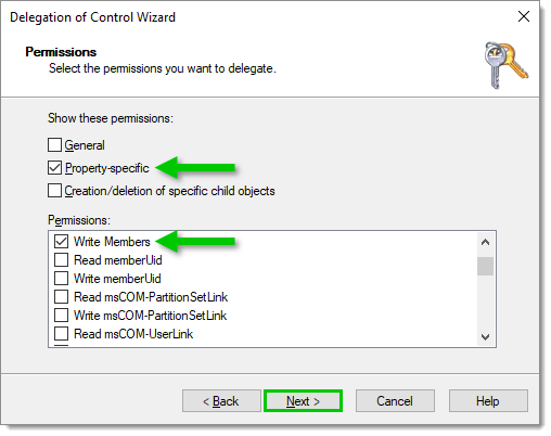 Select permissions