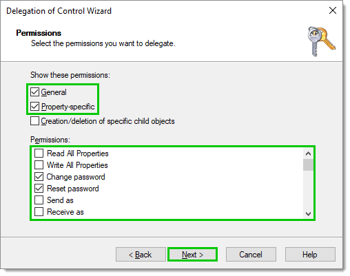 Select permissions