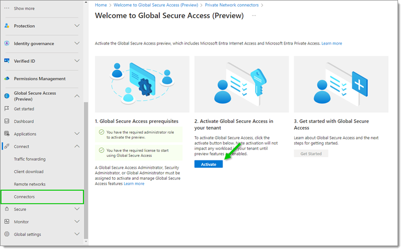 Global Secure Access activation