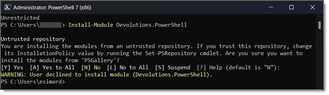 Installing Devolutions.PowerShell