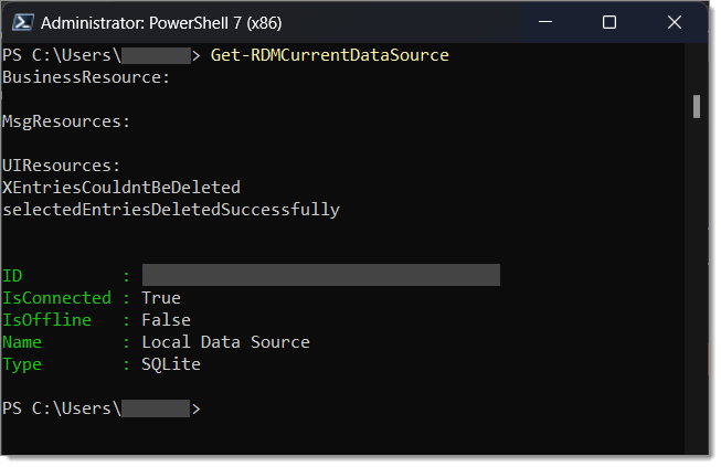 Successful connection to an SQLite data source