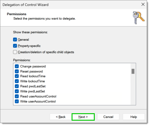 Enable General and Property-specific permissions