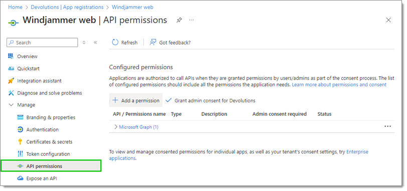 Verifying API permission