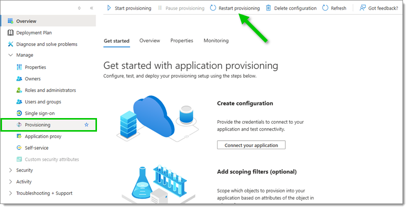 Synchronize new users by restarting provisionning