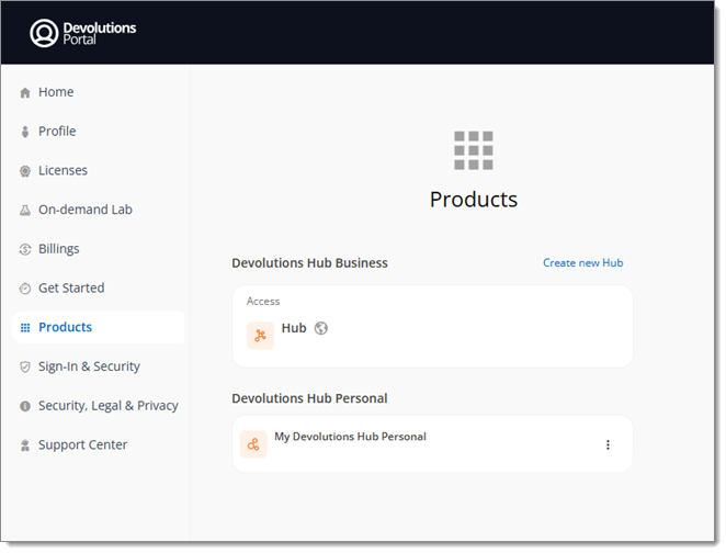 Hub Business and Hub Personal