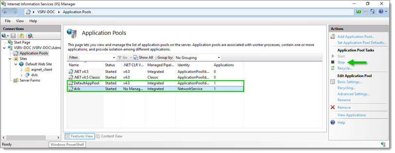 Stop the DefaultAppPool and the Devolutions Password application pool