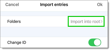 Import into root option in the Import entries window