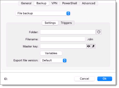 Backup tab