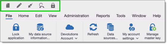 Quick access toolbar