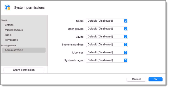 System permissions - Management