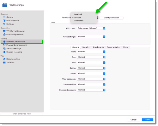 settings – Permissions