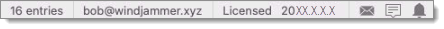 Status bar with various components