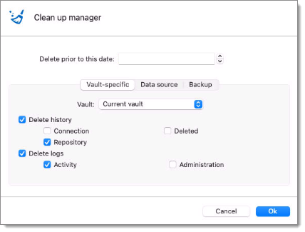 Clean up manager – Deleting history