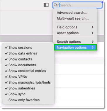Filter by entry type