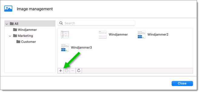 Image management – Add (+)