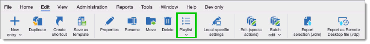 Playlist button in the ribbon