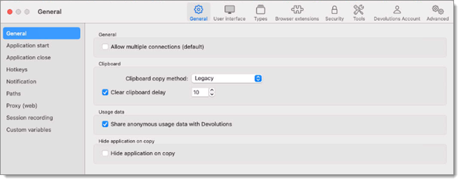 File – Settings – General