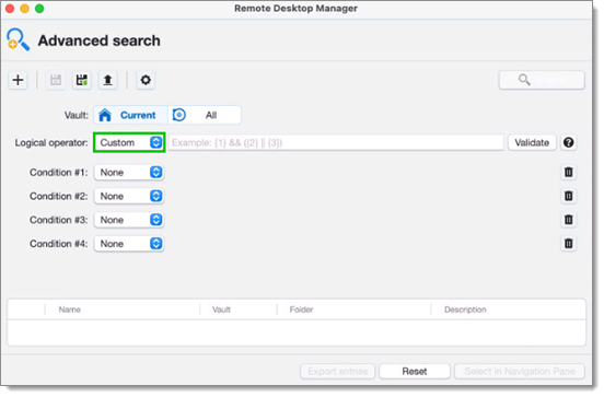 Custom logical operator