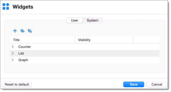 Widget customization options