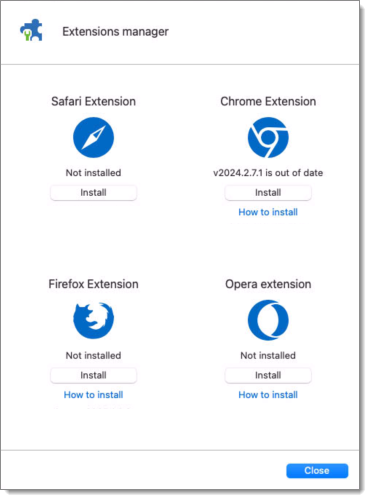 Extensions manager - Browser extensions
