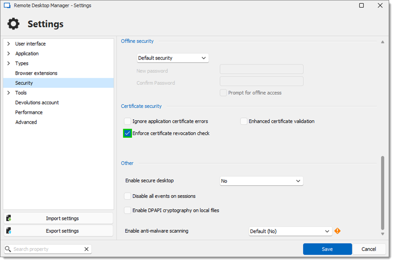 Enforce certificate revocation check