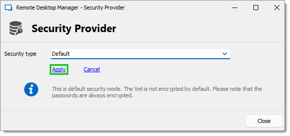 Default security type