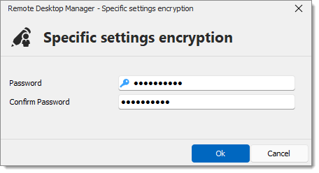 Specific settings encryption