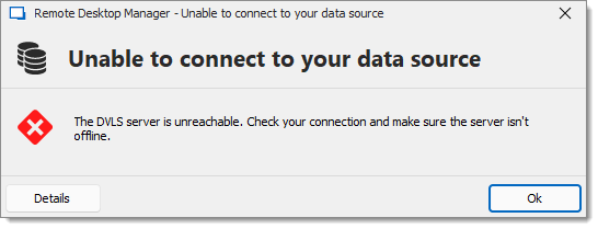 Unable to connect to your data Source