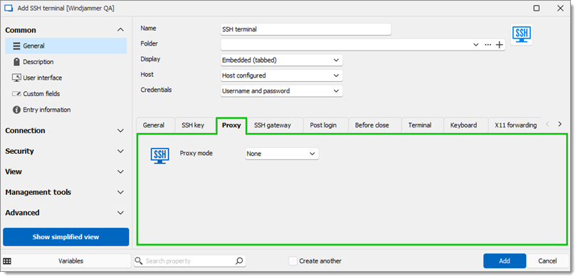 Proxy tab