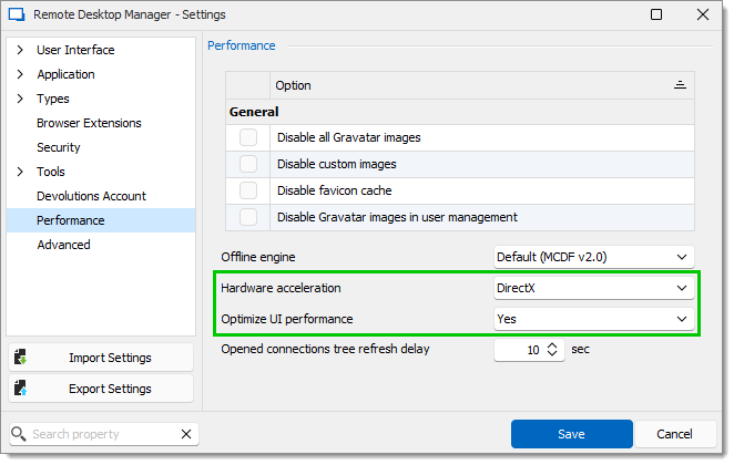 DirectX hardware acceleration and optimized UI performance