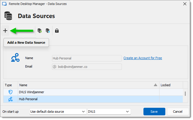 File – Data sources – Add a new data source