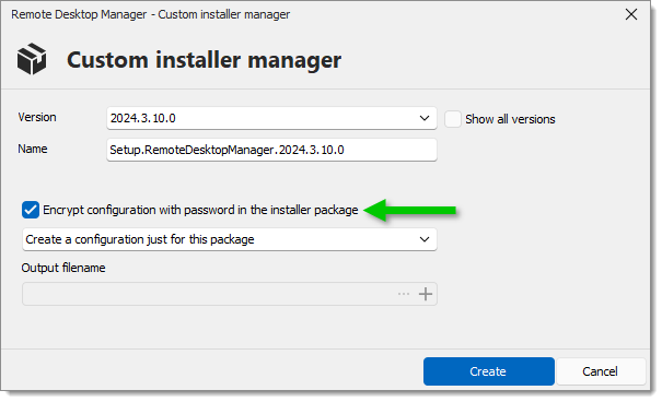 Encrypt configuration with password in the installer package