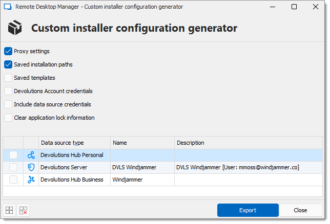 Custom installer configuration generator