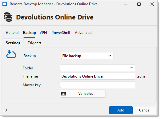 Backup tab