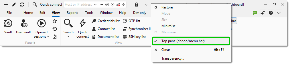Hide/Restore the Top pane