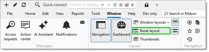 Window – Reset layout