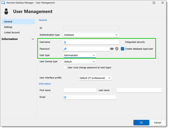 Create a Remote Desktop Manager administrator account